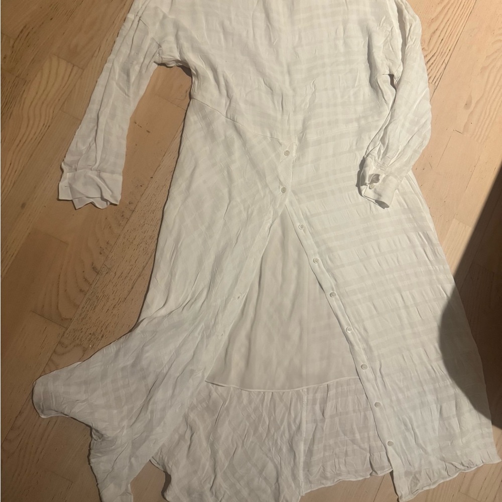 All Saints White Button-Down Long Blouse